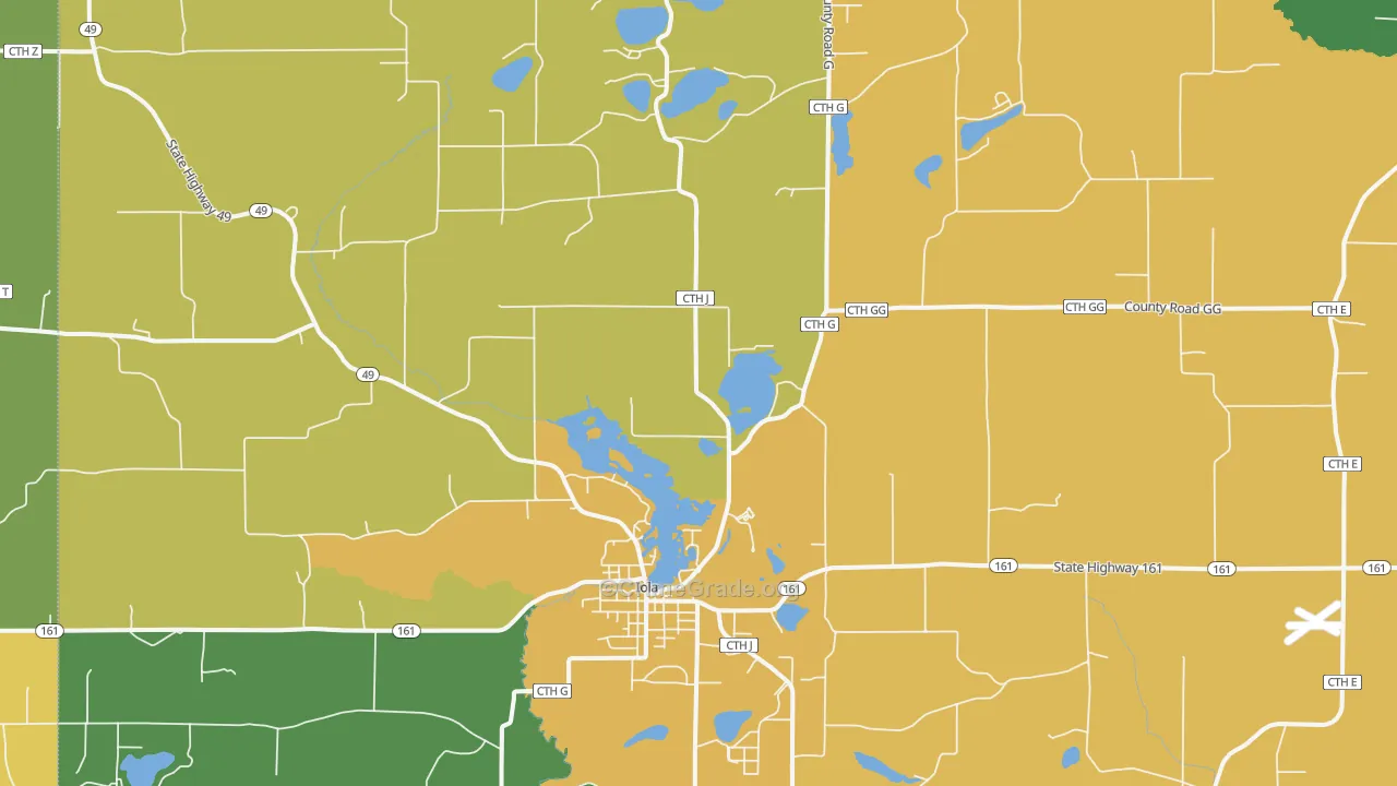 Iola, WI Map of Drug-Related Crime Rates