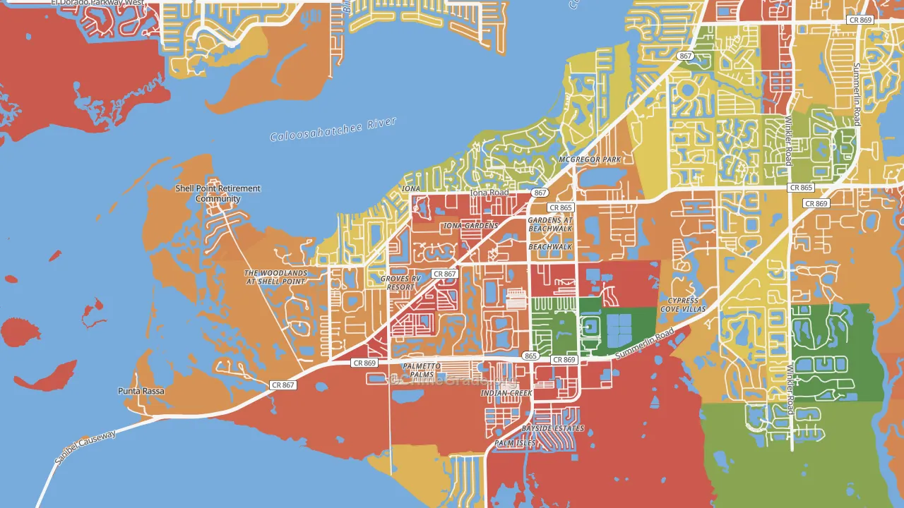 Iona, FL Map of Drug-Related Crime Rates