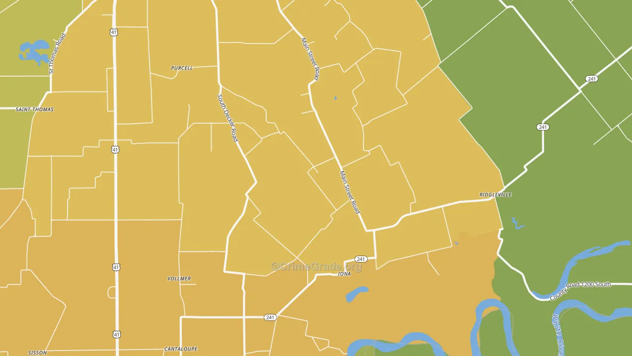 Iona, IN Map of Drug-Related Crime Rates