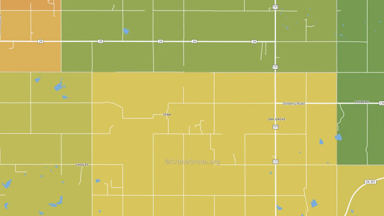 Iona, OK Map of Drug-Related Crime Rates