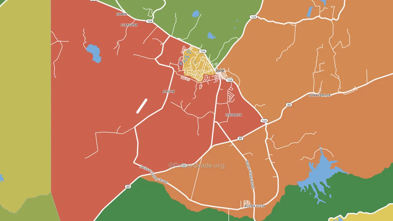Ione, CA Map of Drug-Related Crime Rates
