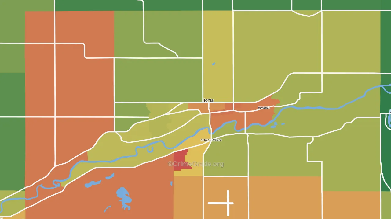 Ionia, MI Map of Drug-Related Crime Rates