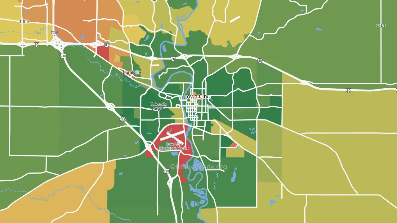 Iowa City, IA Map of Drug-Related Crime Rates