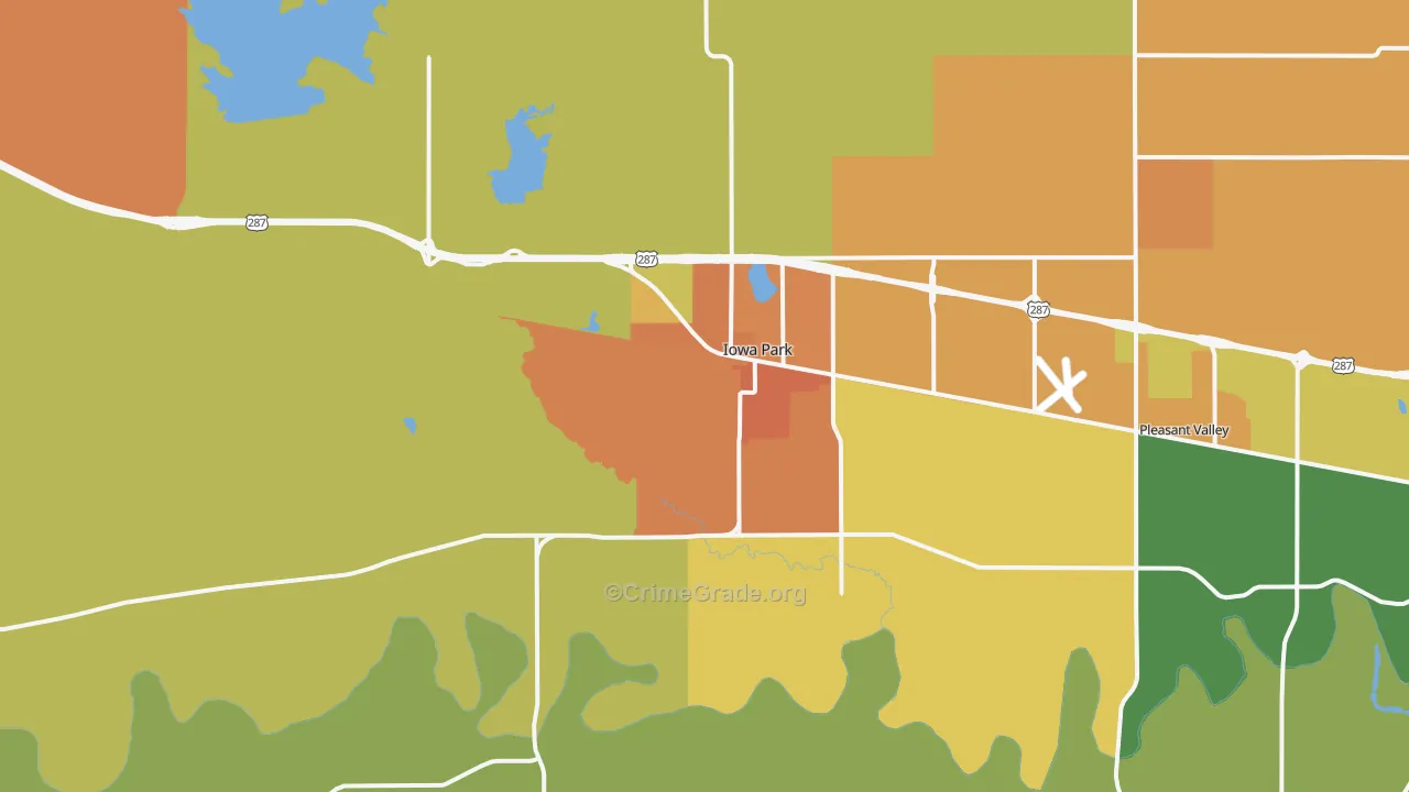 Iowa Park, TX Map of Drug-Related Crime Rates