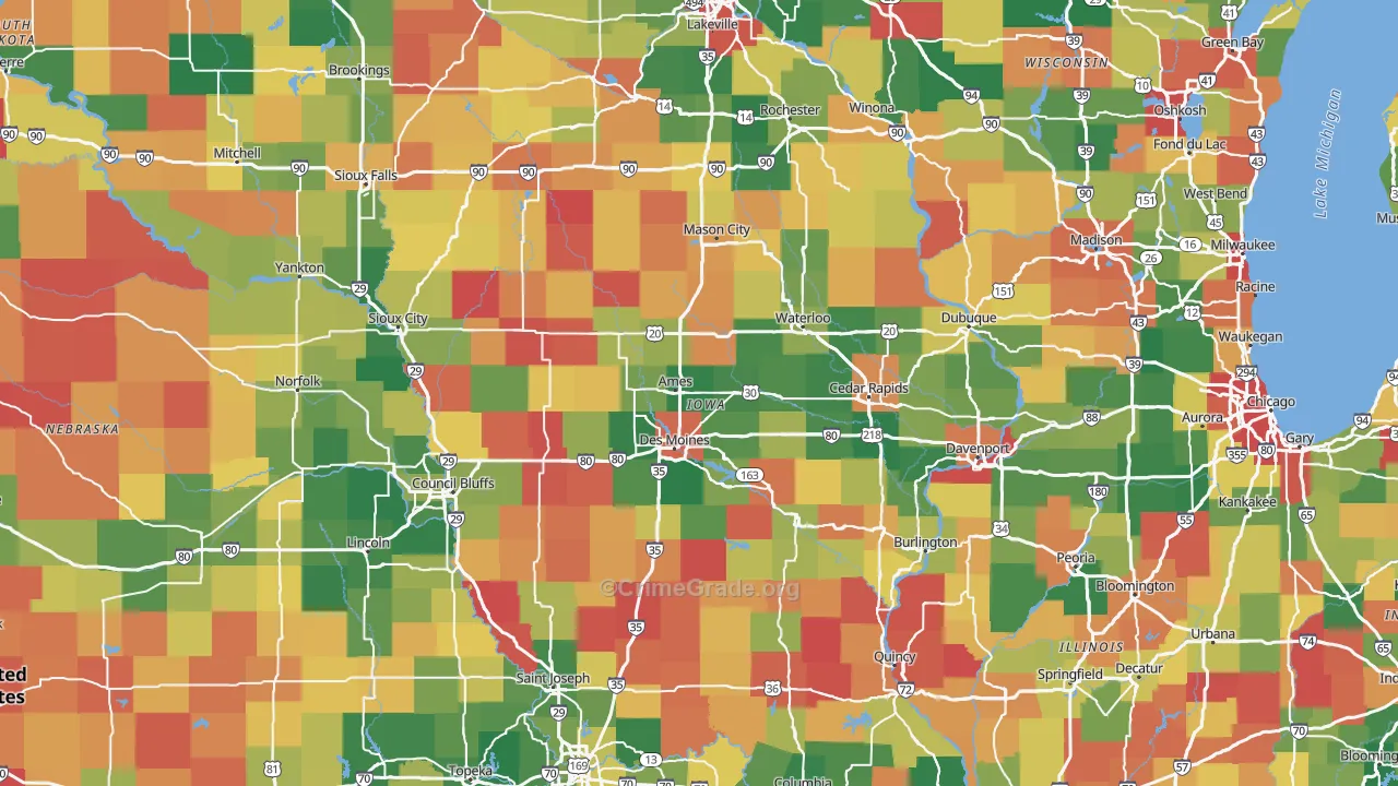 Iowa Map of Drug-Related Crime Rates