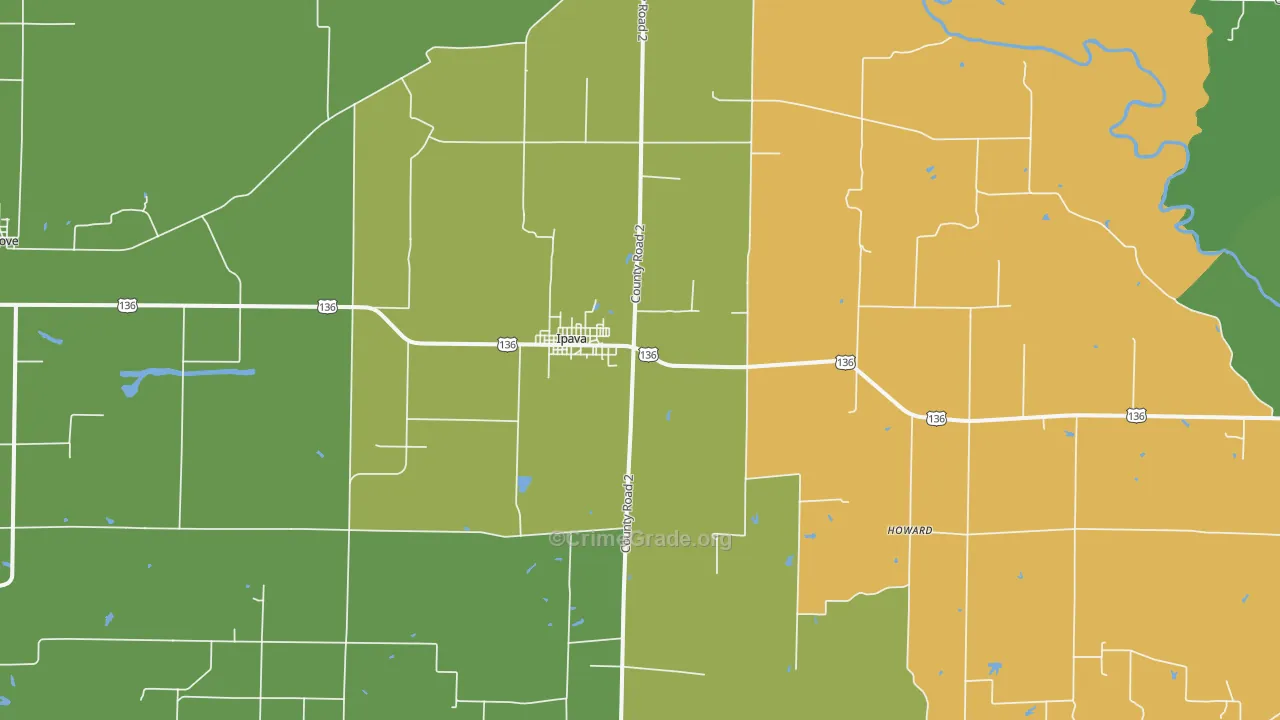 Ipava, IL Map of Drug-Related Crime Rates