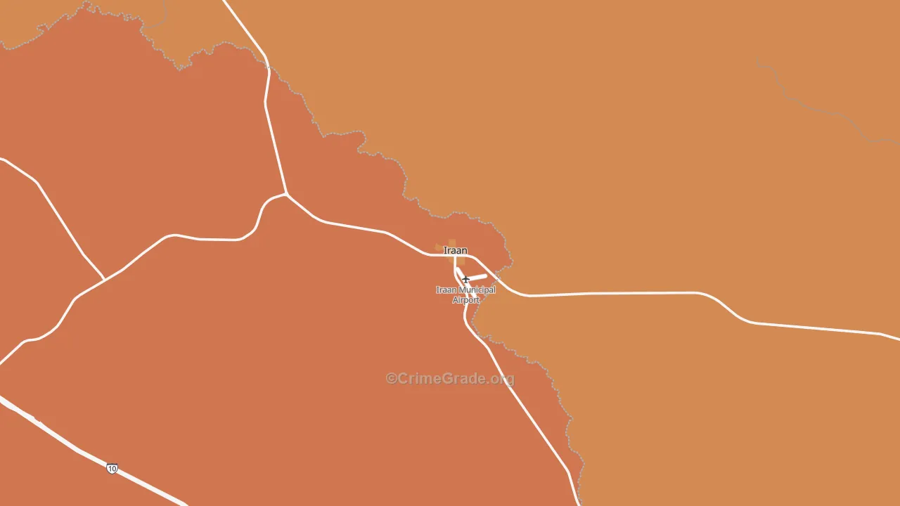 Iraan, TX Map of Drug-Related Crime Rates