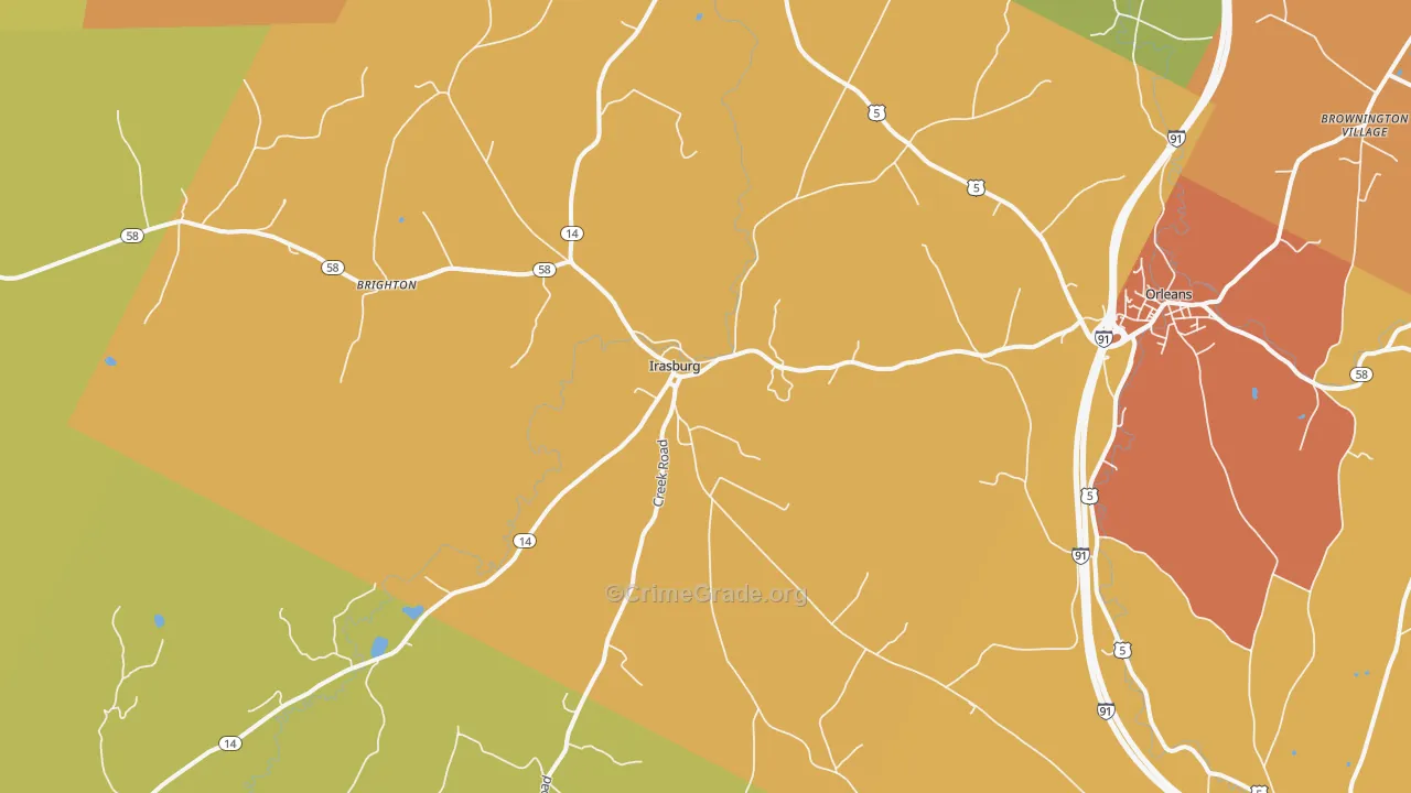 Irasburg, VT Map of Drug-Related Crime Rates