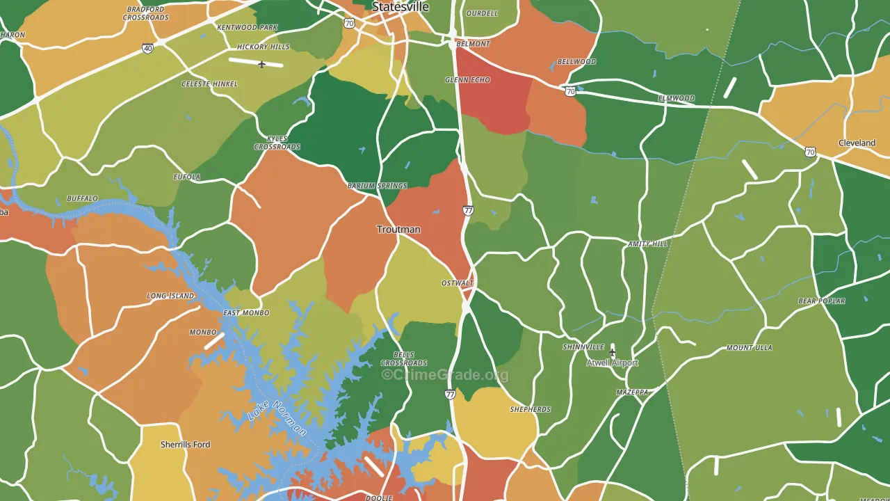 Iredell County, NC Map of Drug-Related Crime Rates