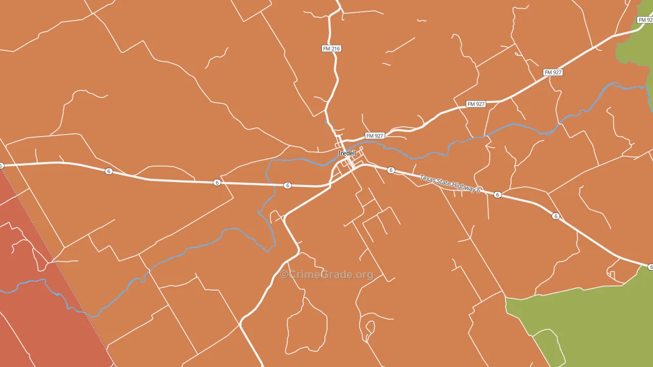 Iredell, TX Map of Drug-Related Crime Rates