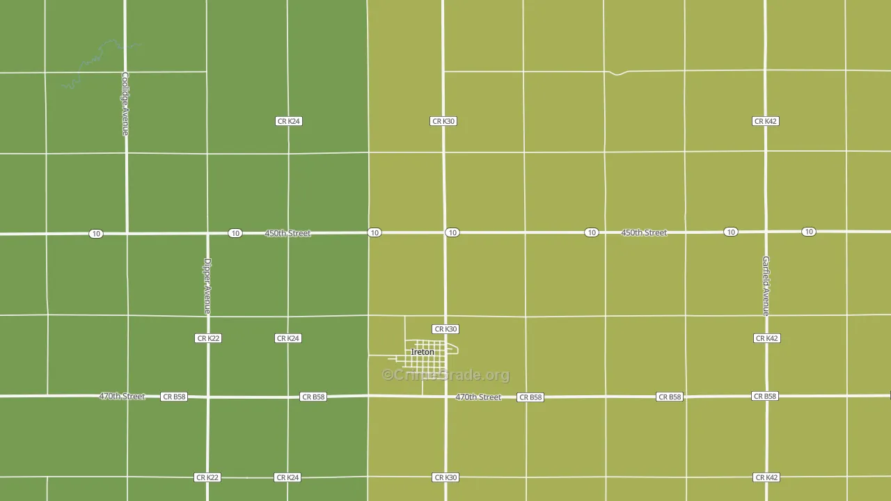 Ireton, IA Map of Drug-Related Crime Rates