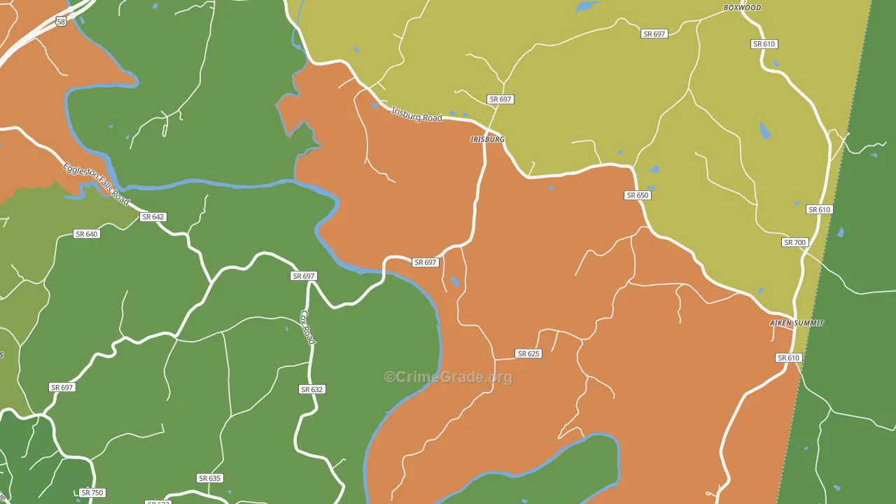 Irisburg, VA Map of Drug-Related Crime Rates