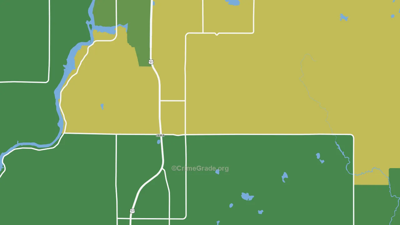 Irma, WI Map of Drug-Related Crime Rates