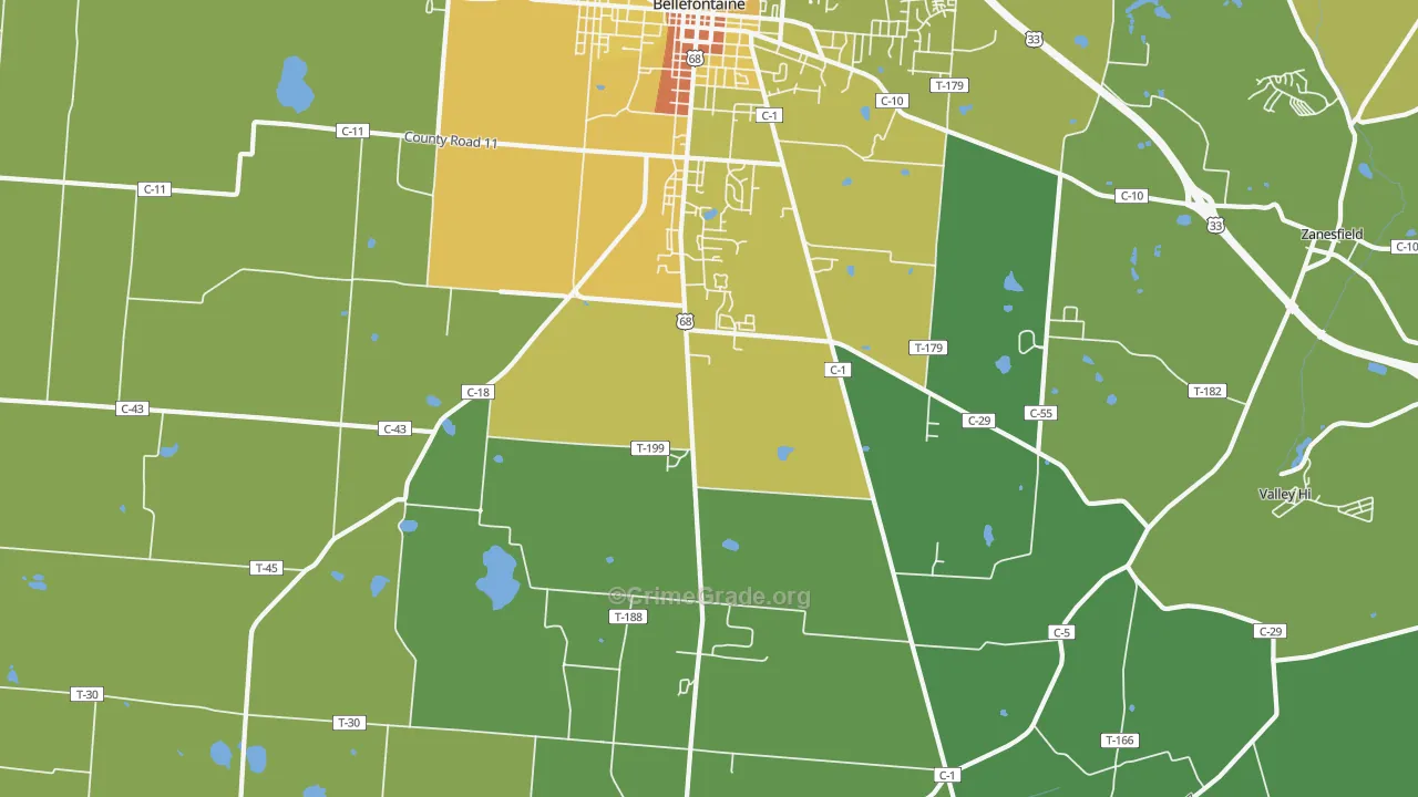Iron City, OH Map of Drug-Related Crime Rates