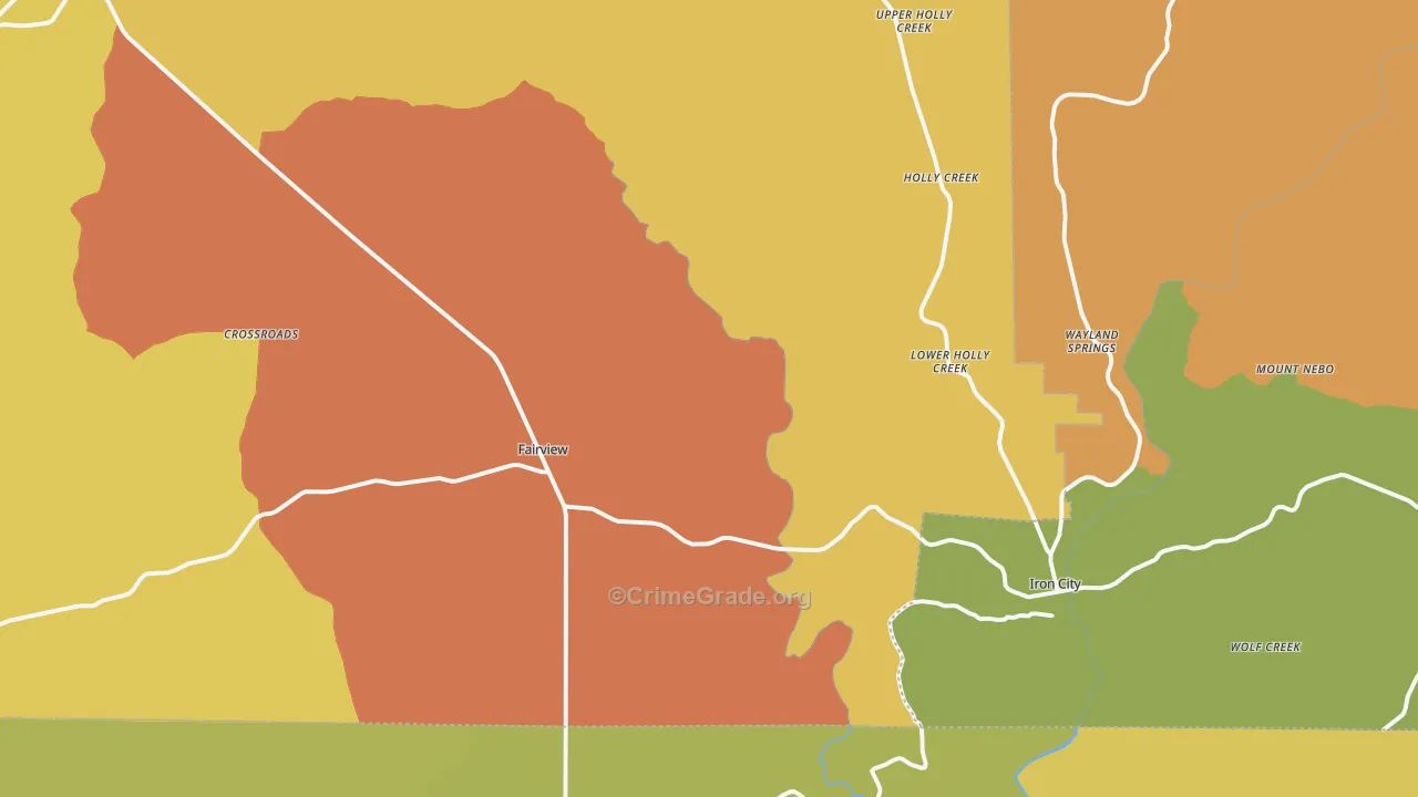 Iron City, TN Map of Drug-Related Crime Rates