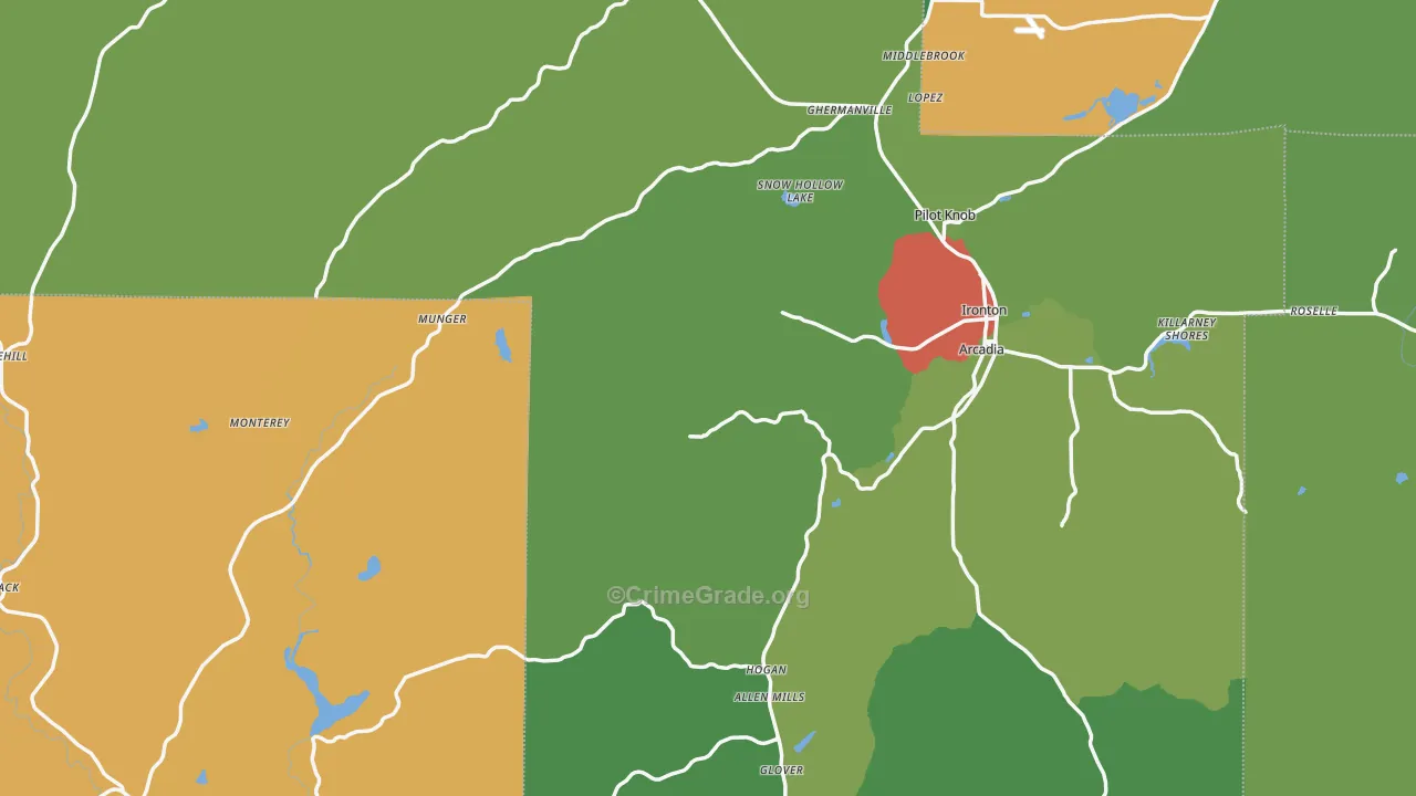 Iron County, MO Map of Drug-Related Crime Rates