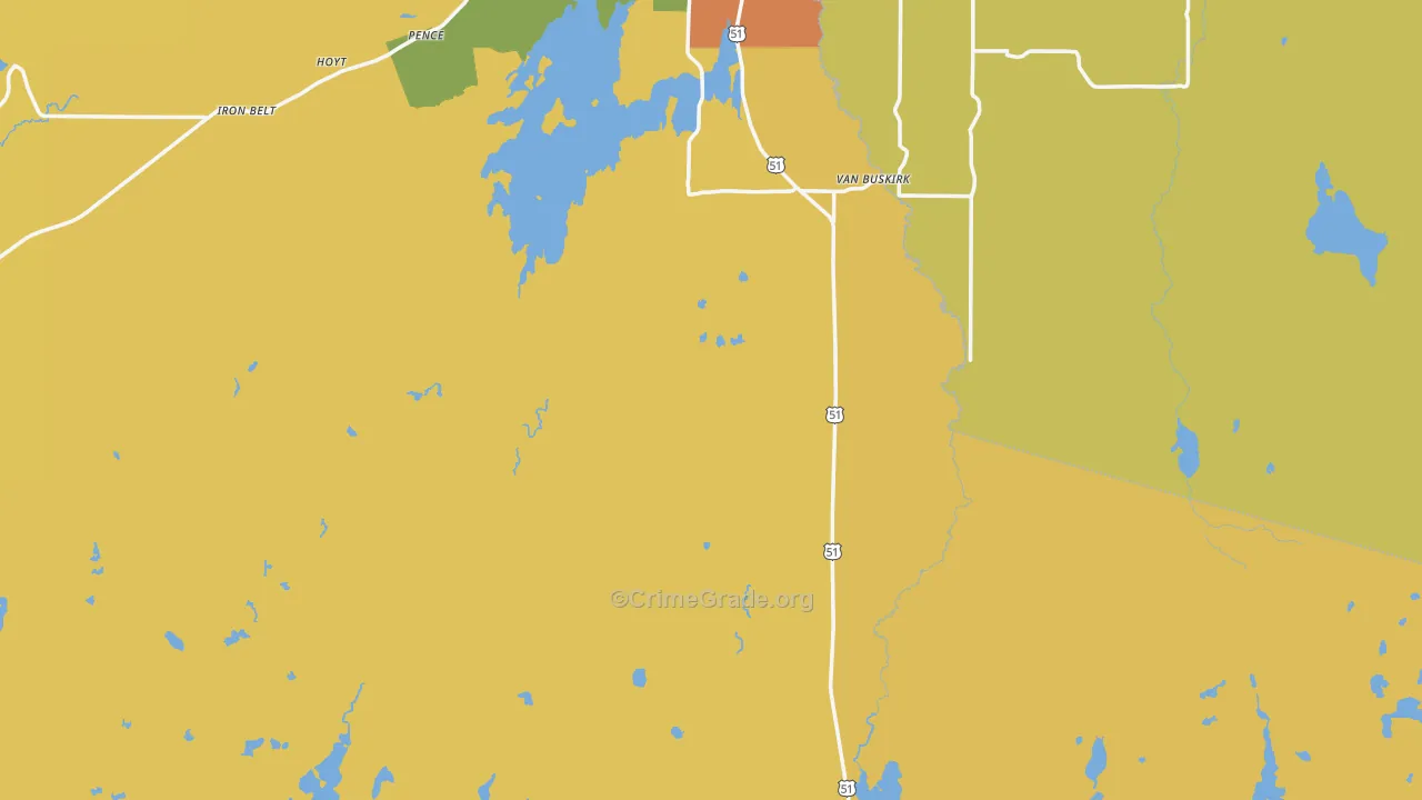 Iron County, WI Map of Drug-Related Crime Rates