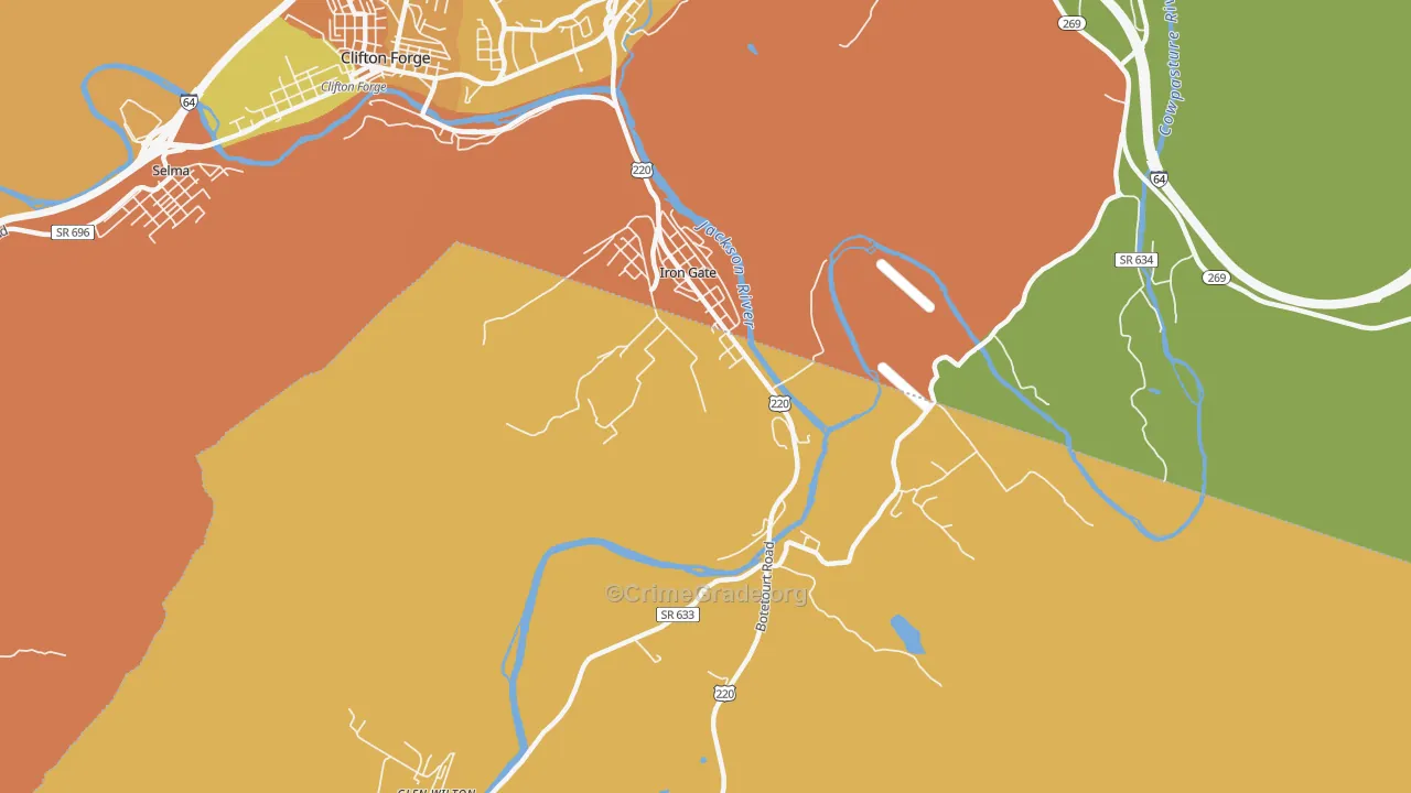 Iron Gate, VA Map of Drug-Related Crime Rates