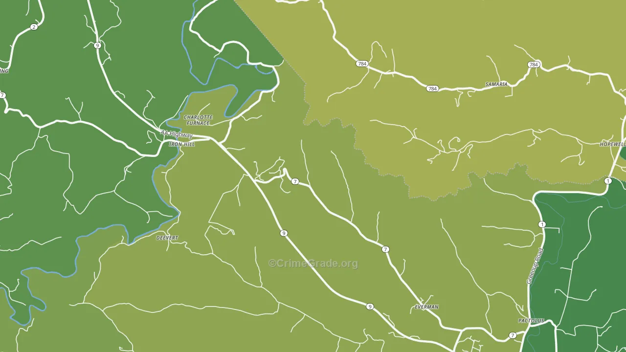Iron Hill, KY Map of Drug-Related Crime Rates