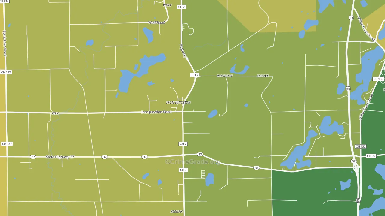 Iron Junction, MN Map of Drug-Related Crime Rates