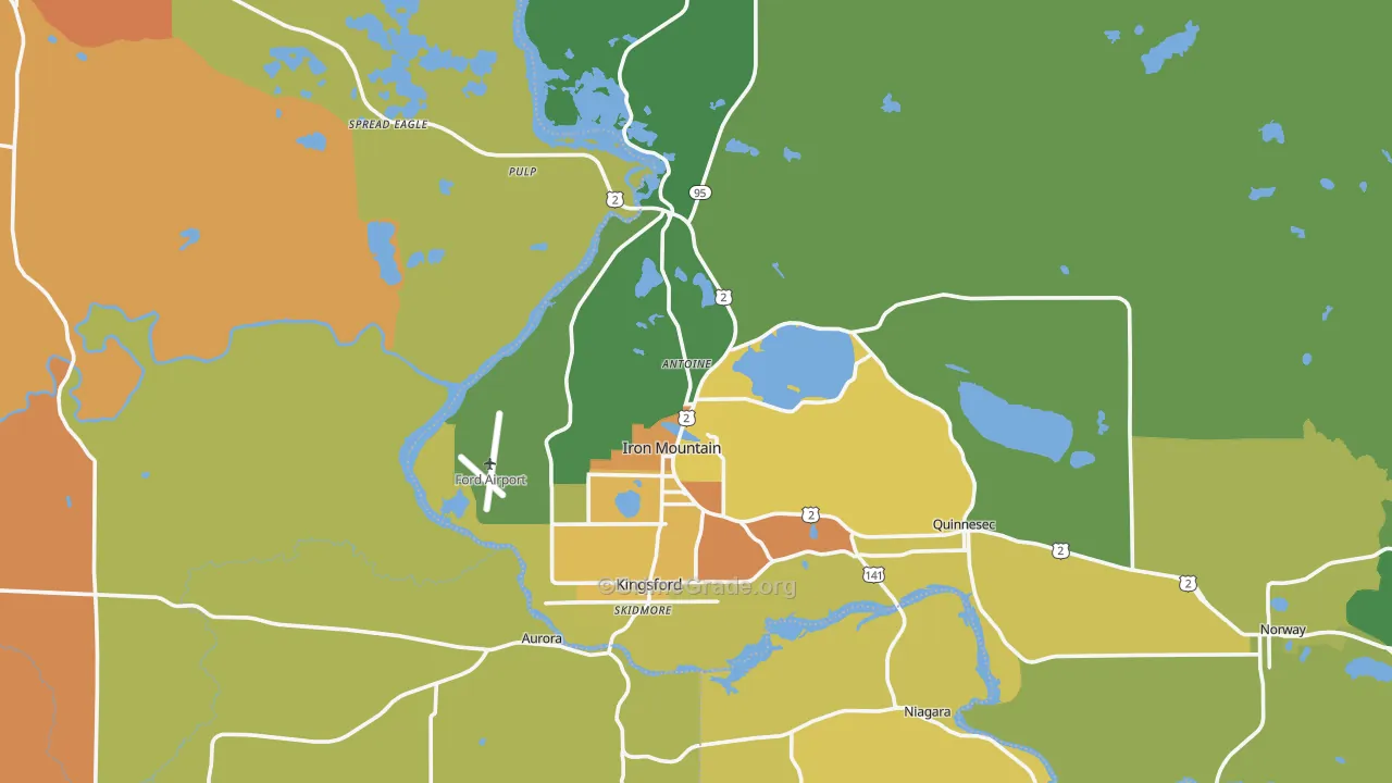 Iron Mountain, MI Map of Drug-Related Crime Rates