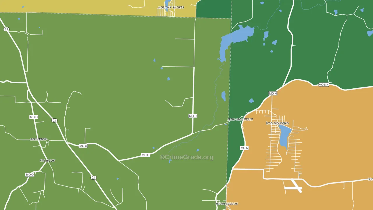 Iron Mountain, MO Map of Drug-Related Crime Rates