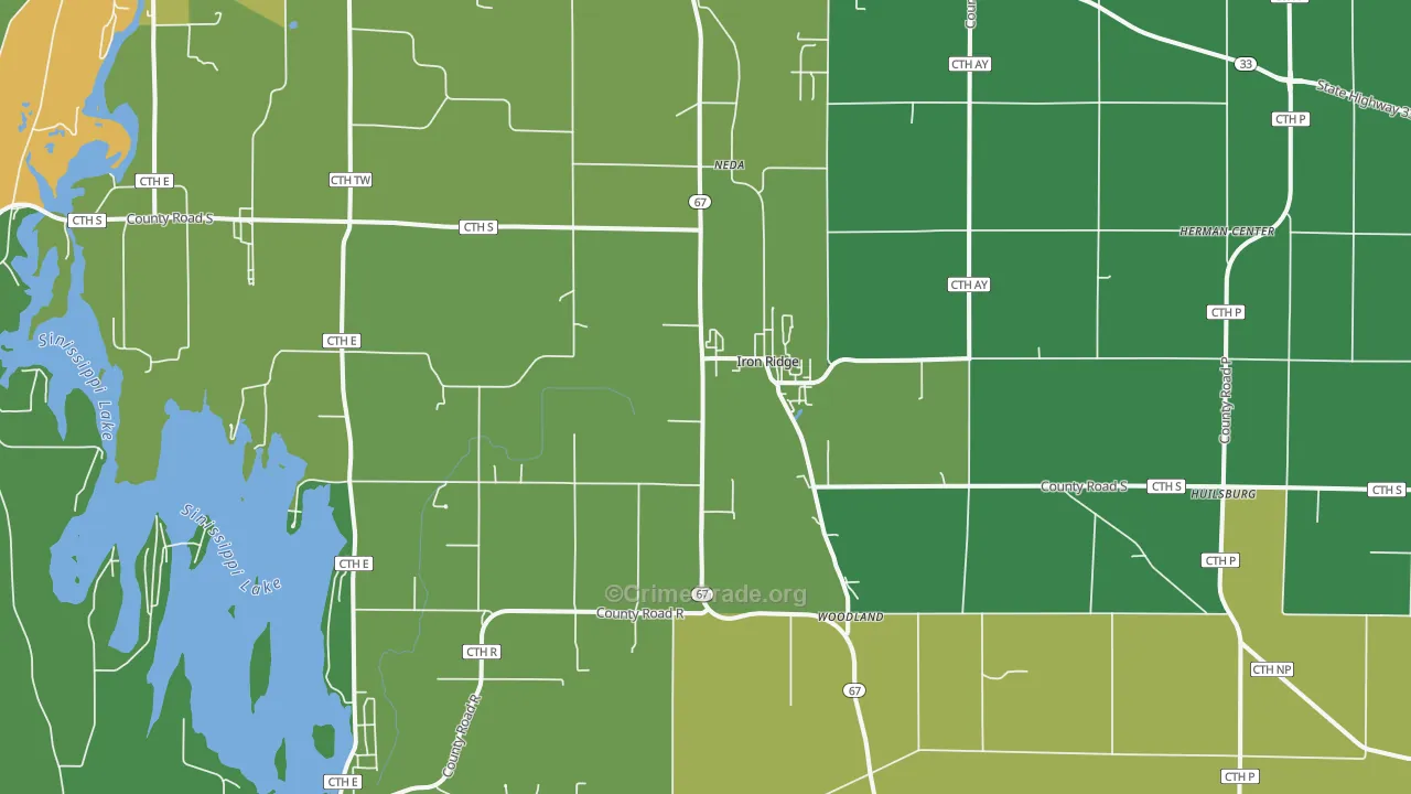 Iron Ridge, WI Map of Drug-Related Crime Rates