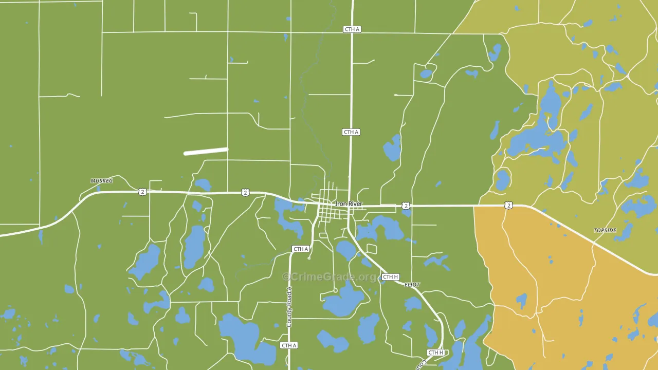 Iron River, WI Map of Drug-Related Crime Rates