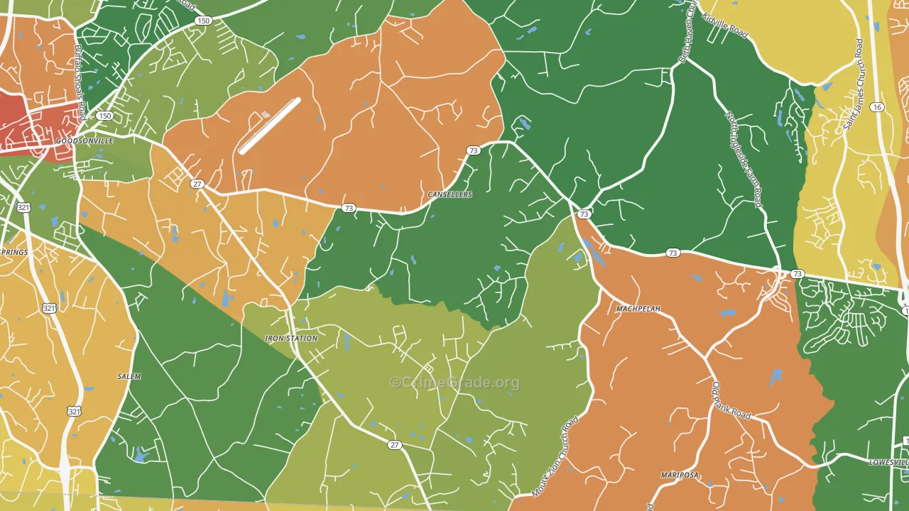 Iron Station, NC Map of Drug-Related Crime Rates