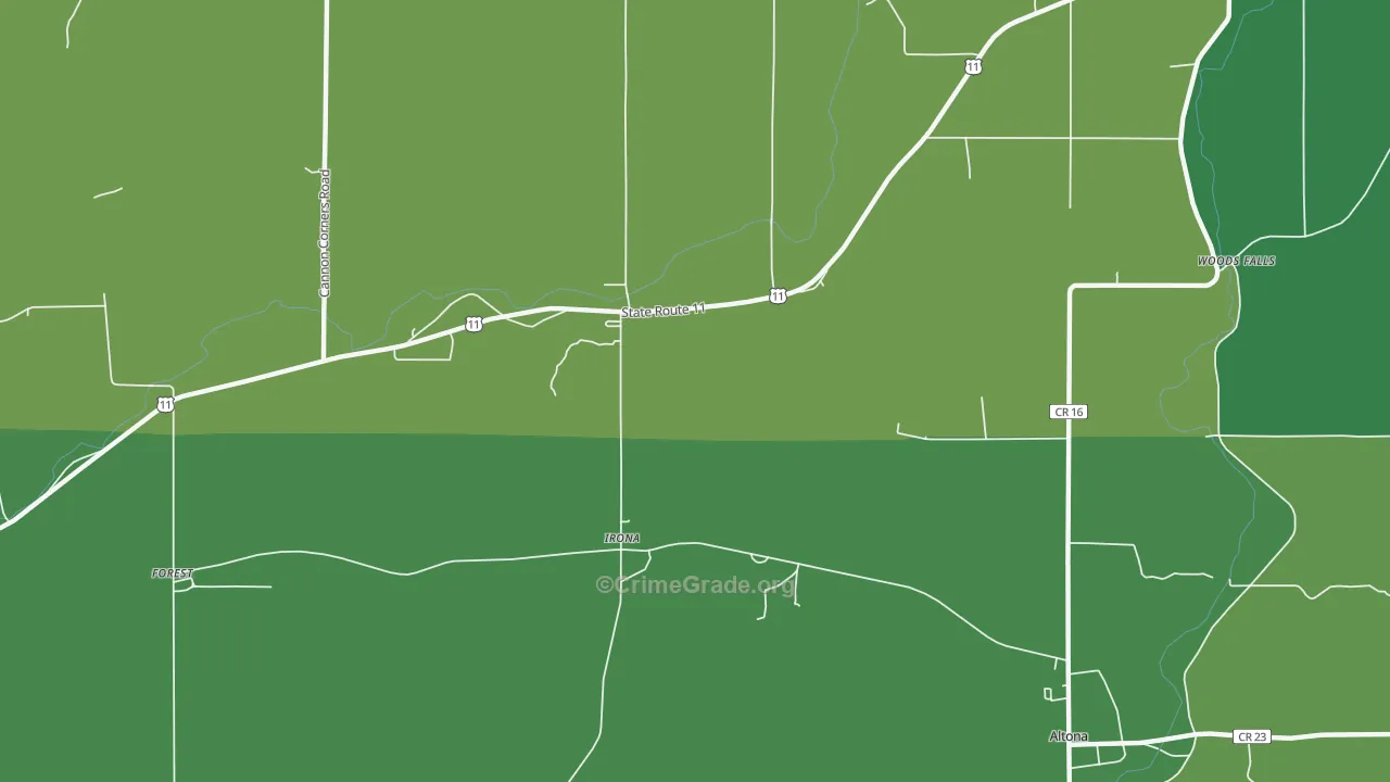 Irona, NY Map of Drug-Related Crime Rates