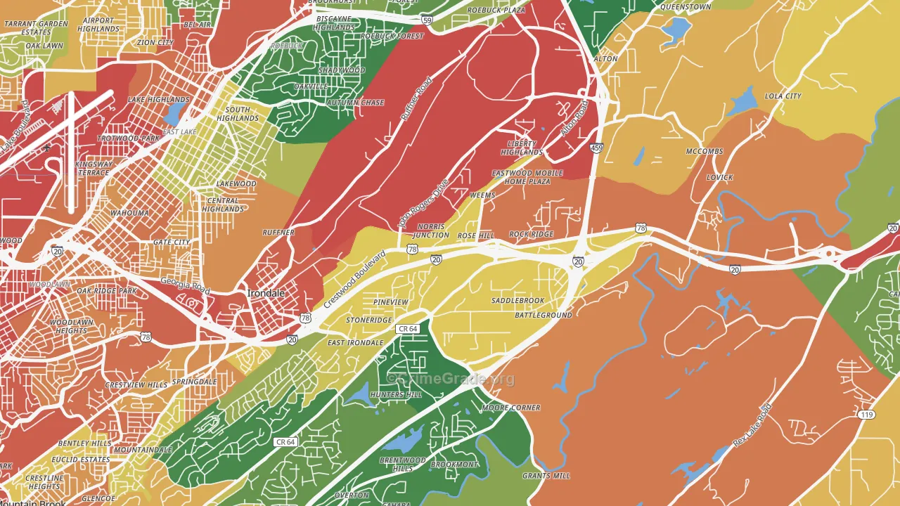 Irondale, AL Map of Drug-Related Crime Rates