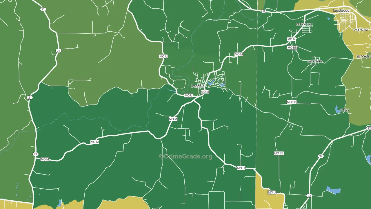 Irondale, MO Map of Drug-Related Crime Rates