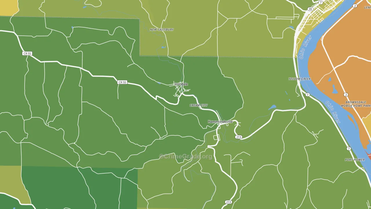 Irondale, OH Map of Drug-Related Crime Rates