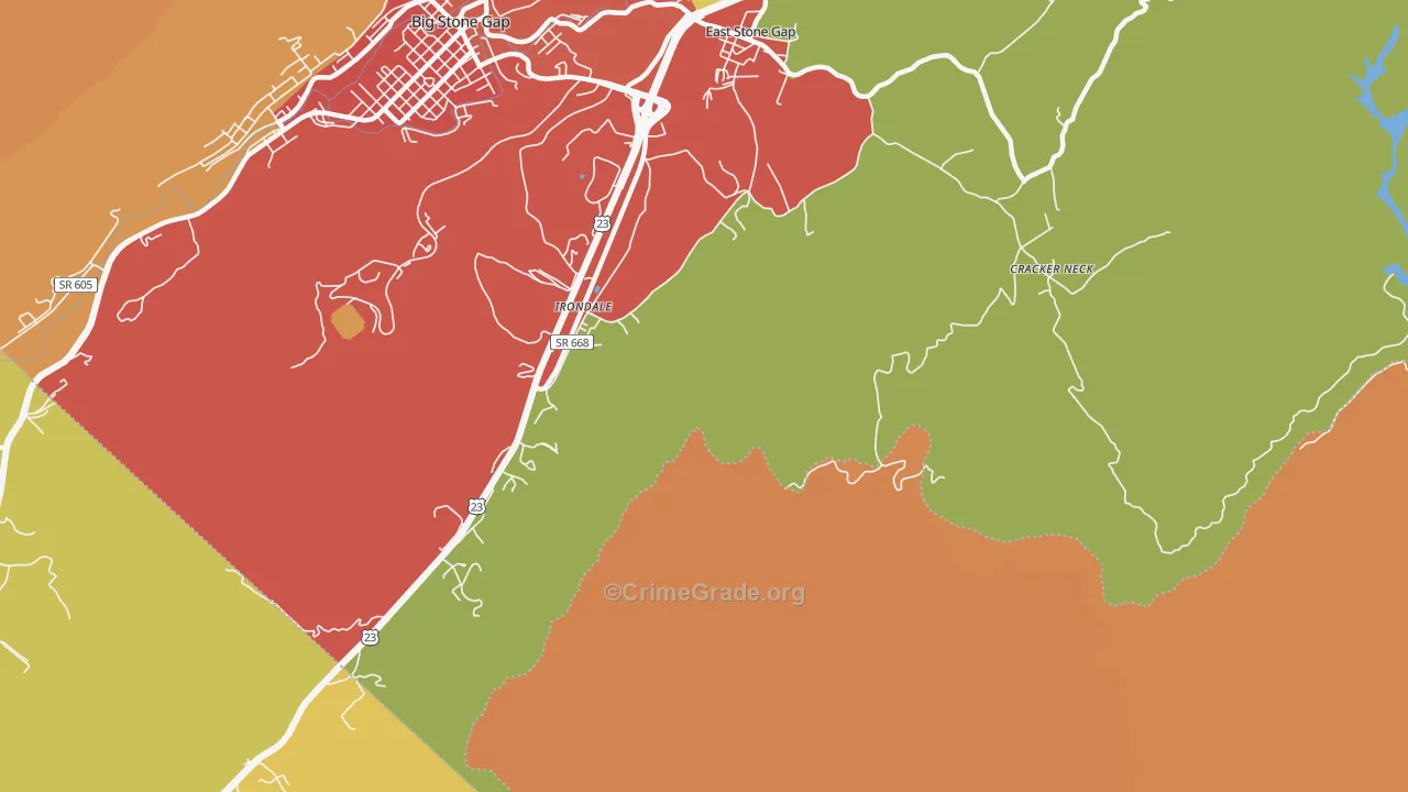 Irondale, VA Map of Drug-Related Crime Rates
