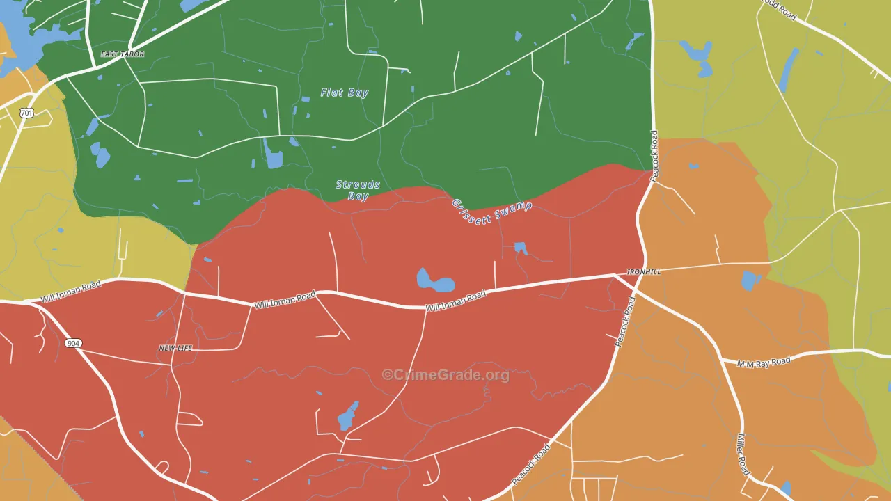 Ironhill, NC Map of Drug-Related Crime Rates