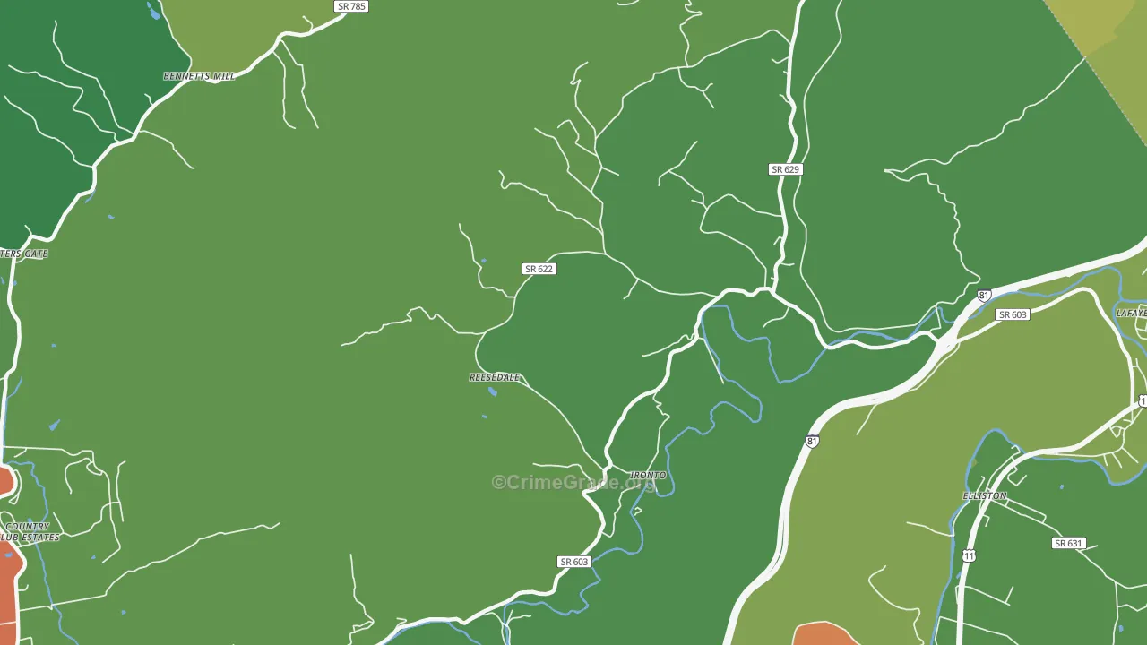 Ironto, VA Map of Drug-Related Crime Rates