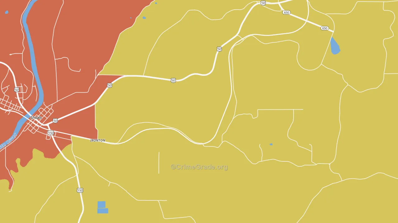 Ironton, IN Map of Drug-Related Crime Rates
