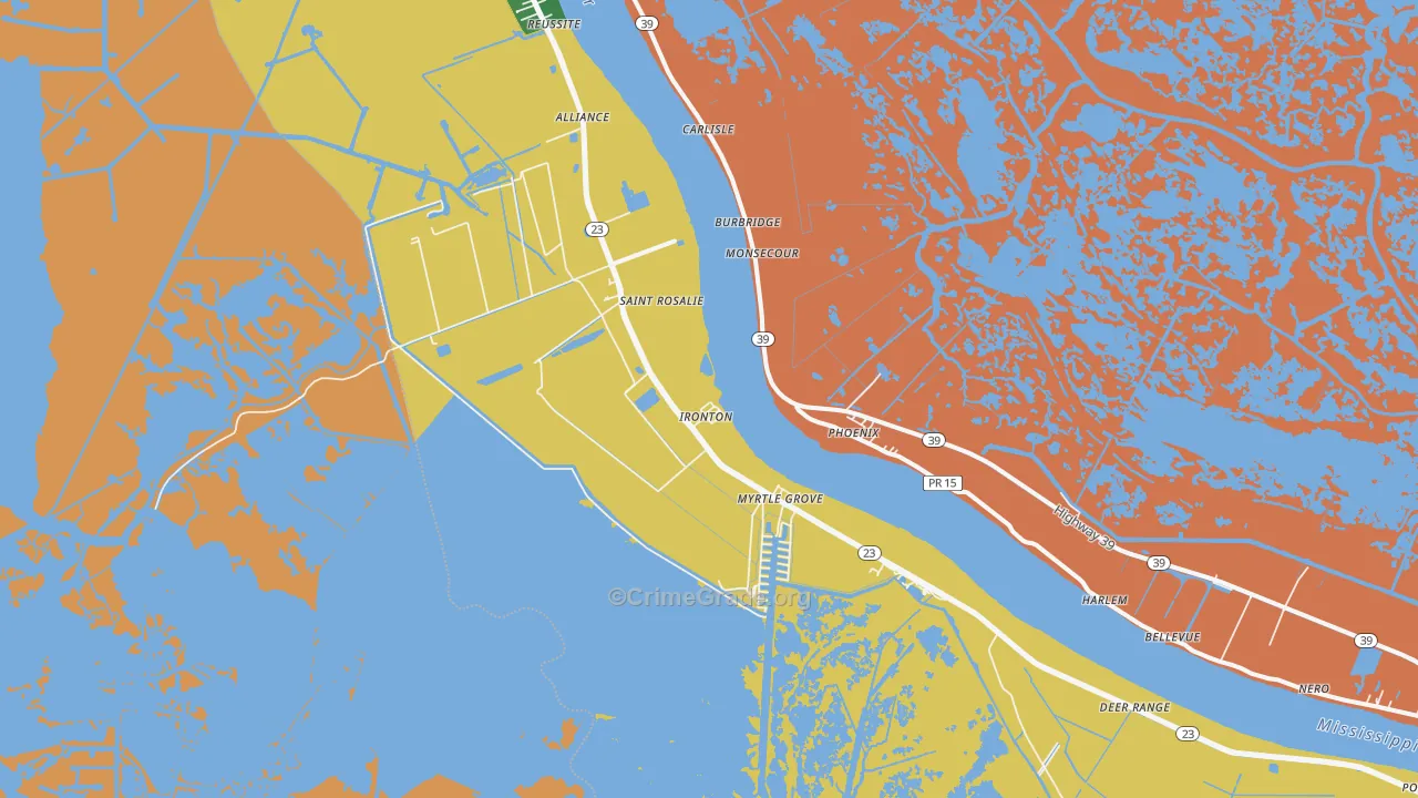 Ironton, LA Map of Drug-Related Crime Rates