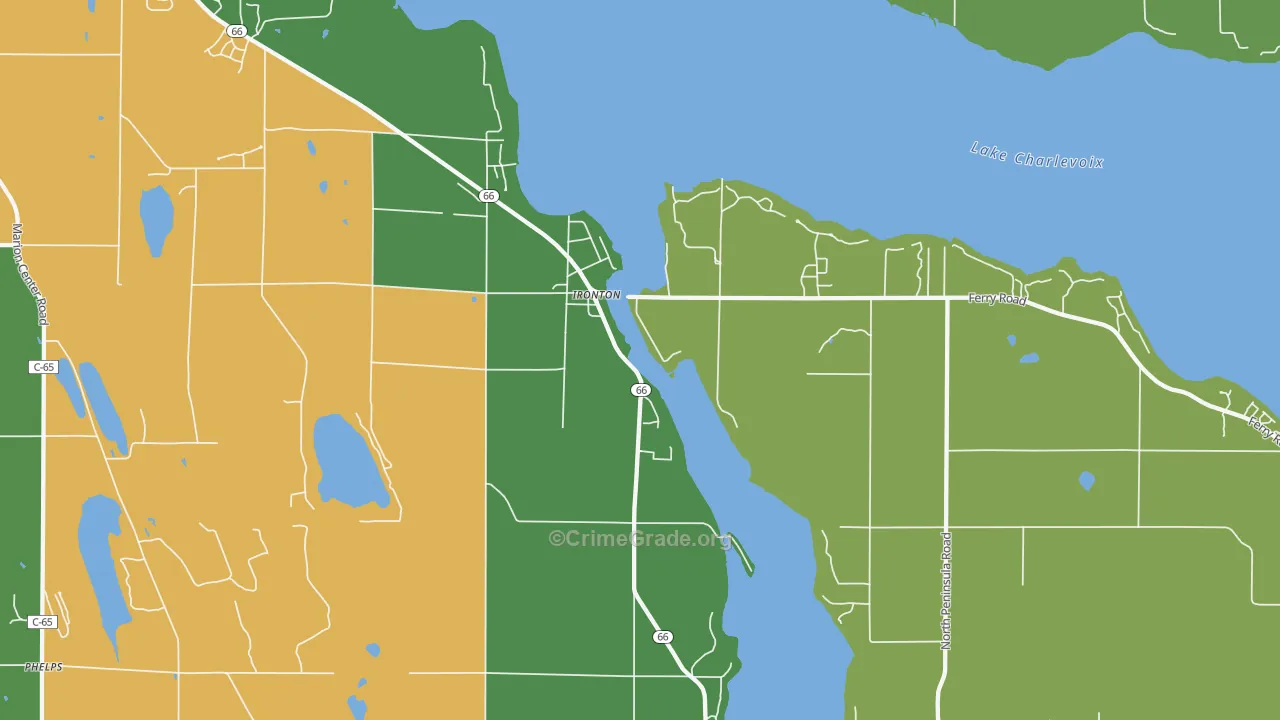 Ironton, MI Map of Drug-Related Crime Rates