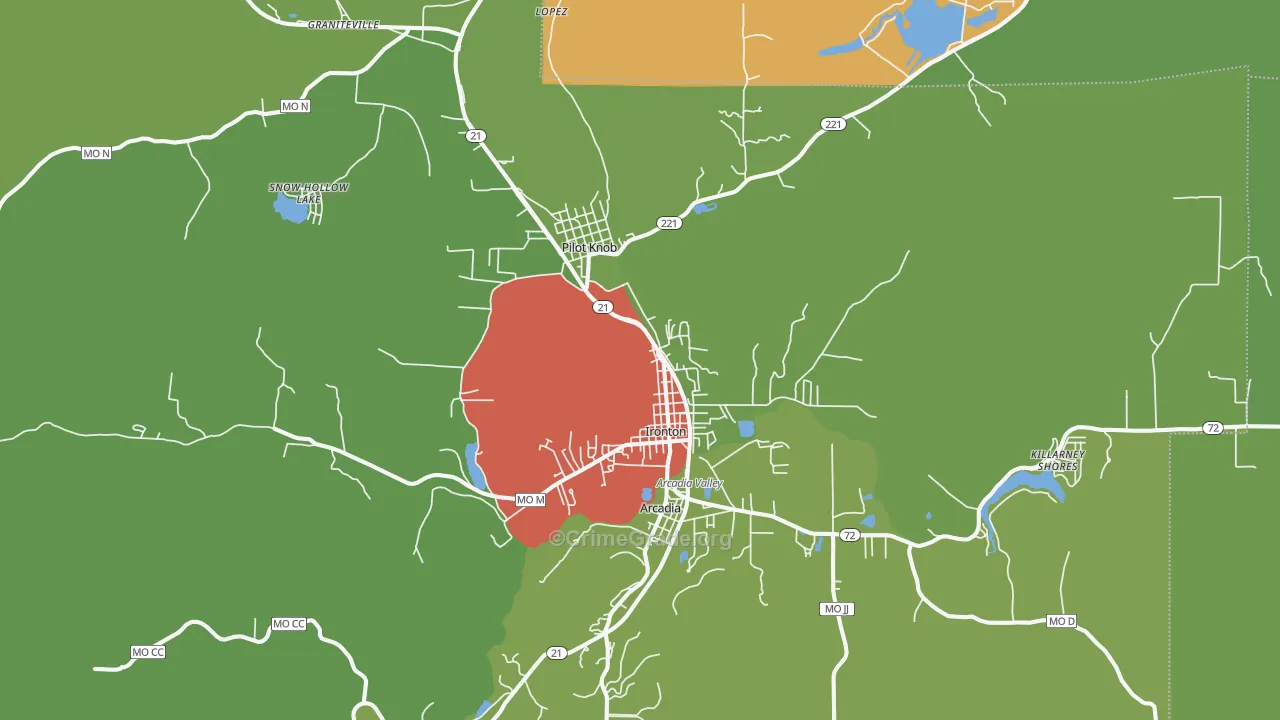 Ironton, MO Map of Drug-Related Crime Rates