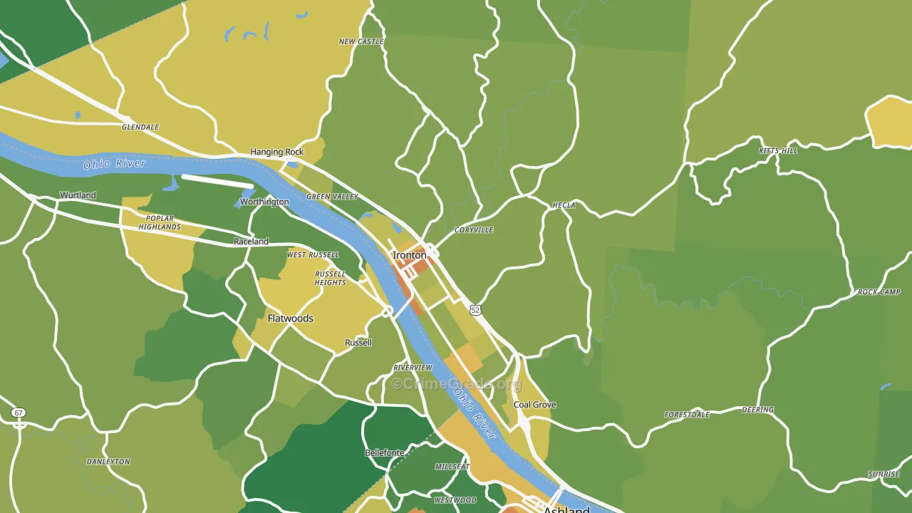 Ironton, OH Map of Drug-Related Crime Rates