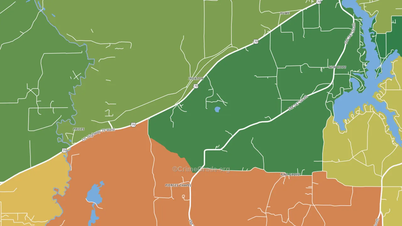 Ironton, TX Map of Drug-Related Crime Rates