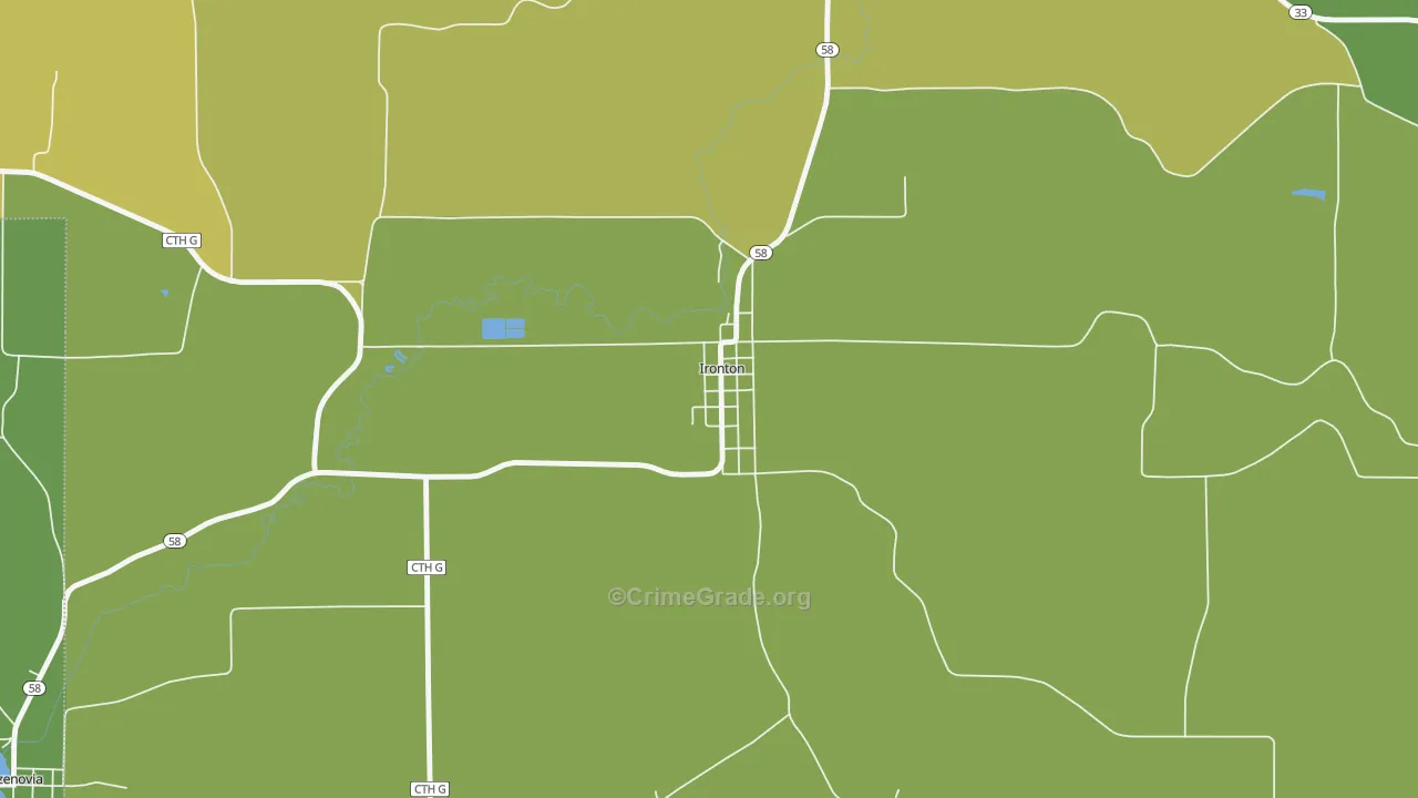 Ironton, WI Map of Drug-Related Crime Rates
