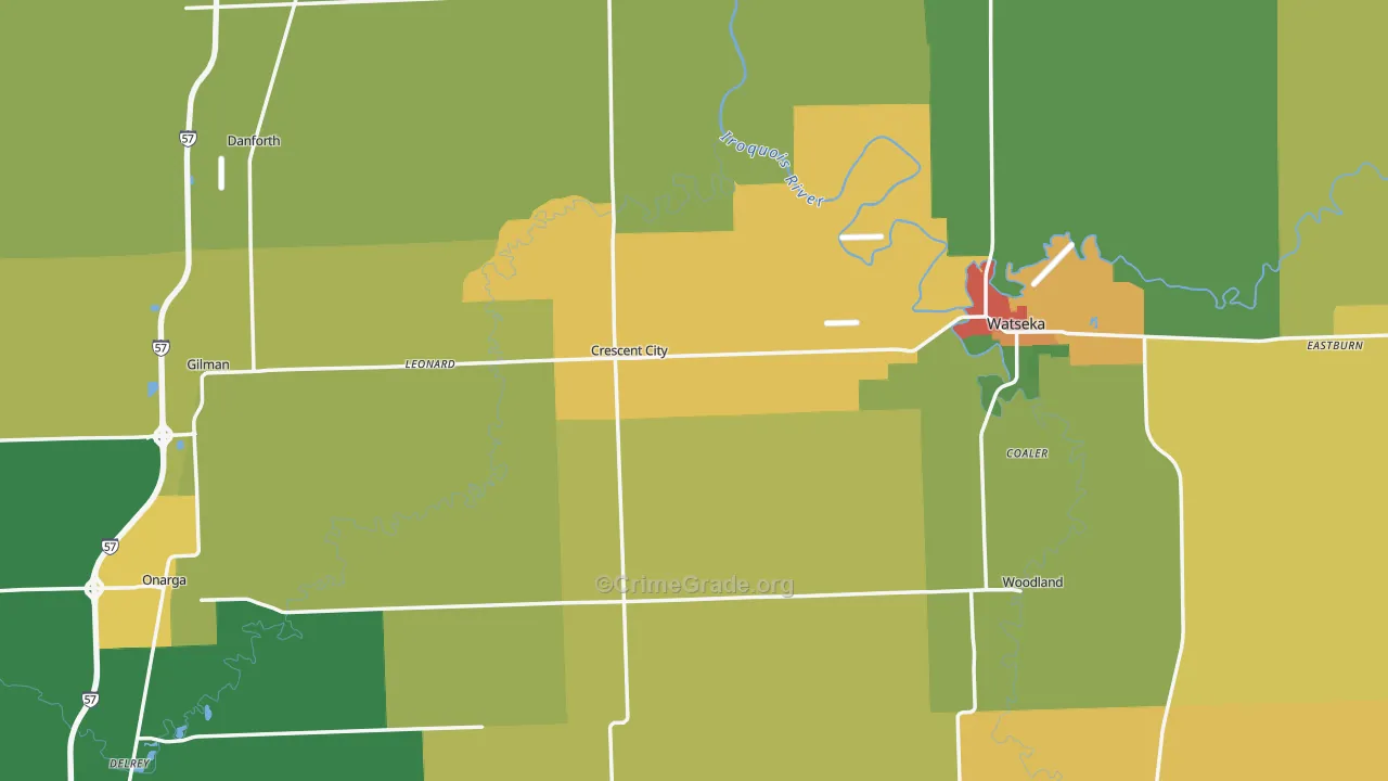 Iroquois County, IL Map of Drug-Related Crime Rates