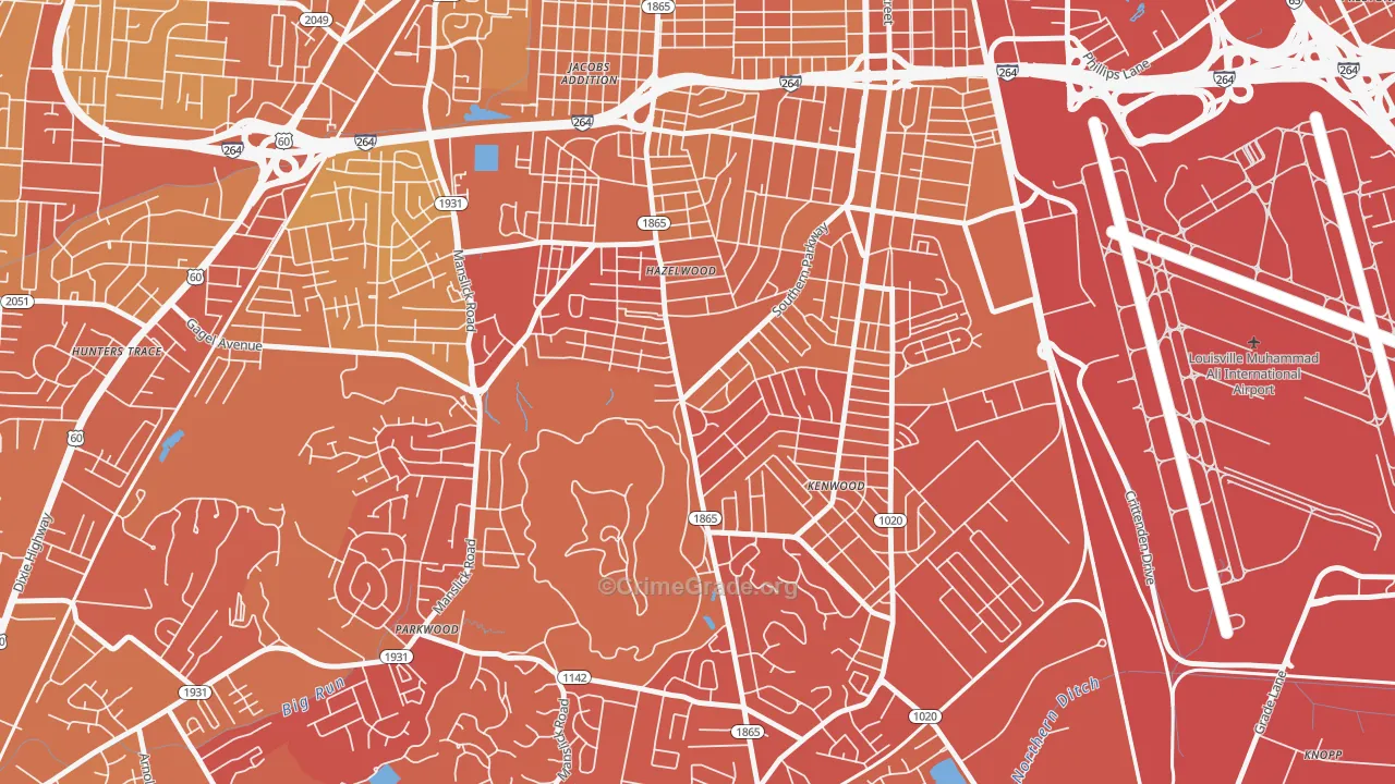 Iroquois, Louisville, KY Map of Drug-Related Crime Rates