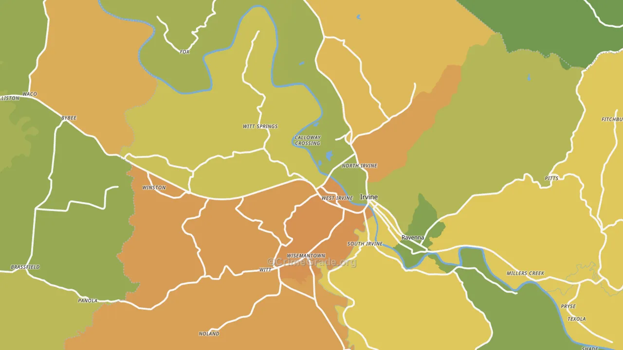 Irvine, KY Map of Drug-Related Crime Rates