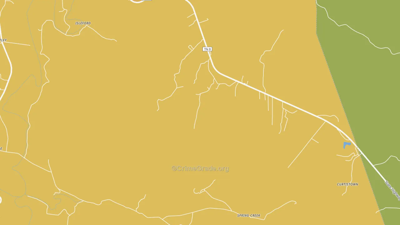 Irving College, TN Map of Drug-Related Crime Rates