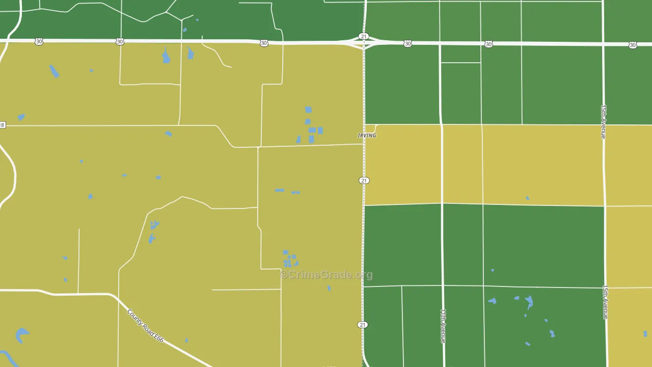 Irving, IA Map of Drug-Related Crime Rates