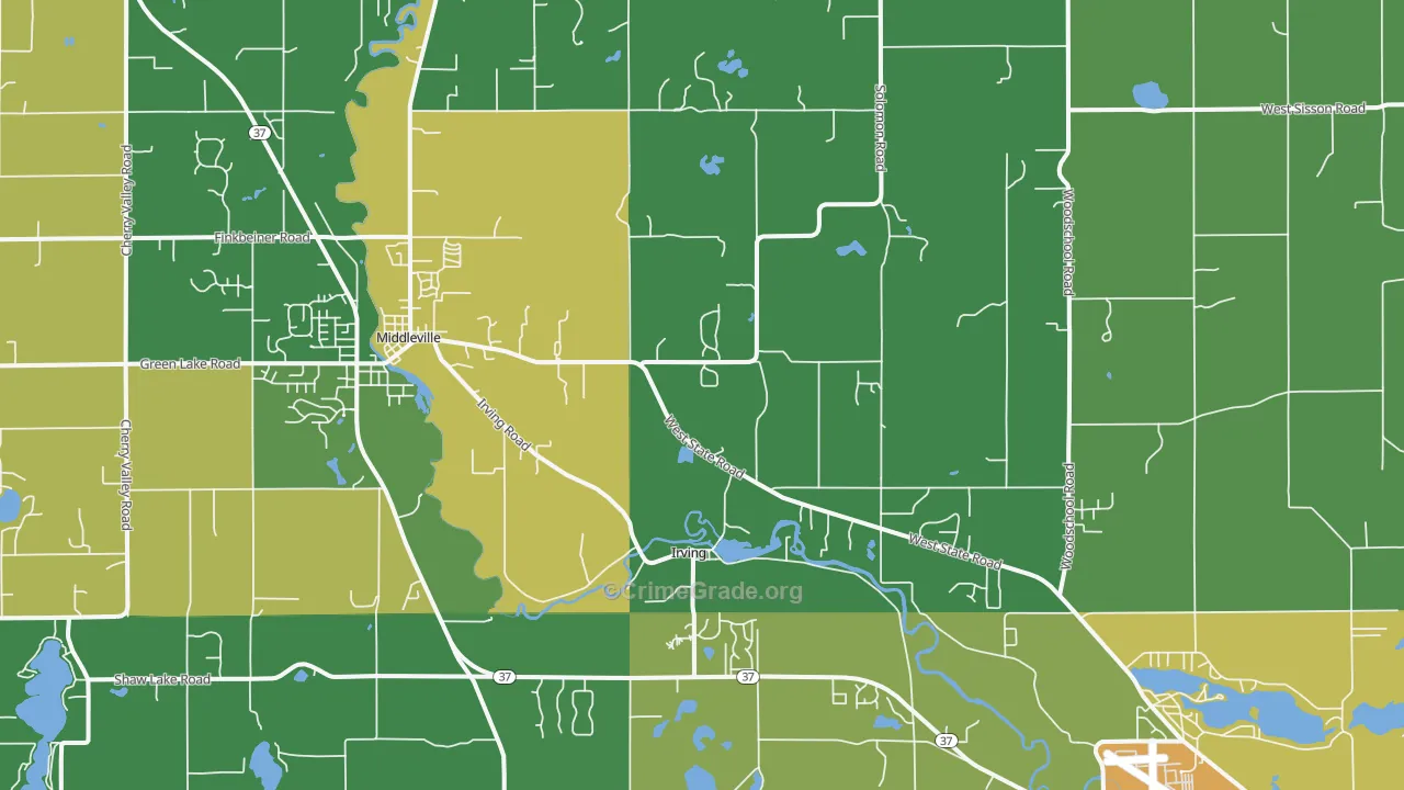 Irving, MI Map of Drug-Related Crime Rates