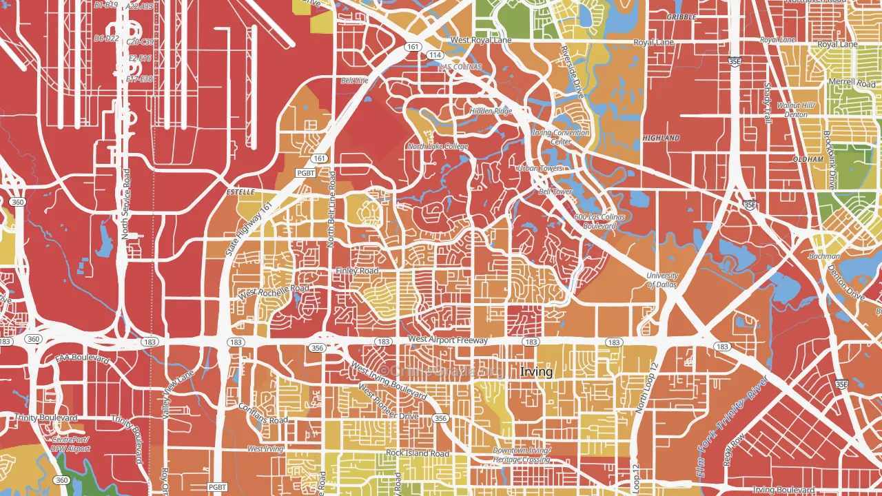 Irving, TX Map of Drug-Related Crime Rates